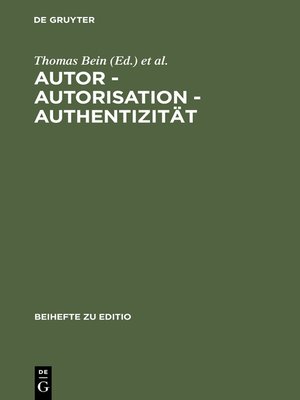 cover image of Autor--Autorisation--Authentizität